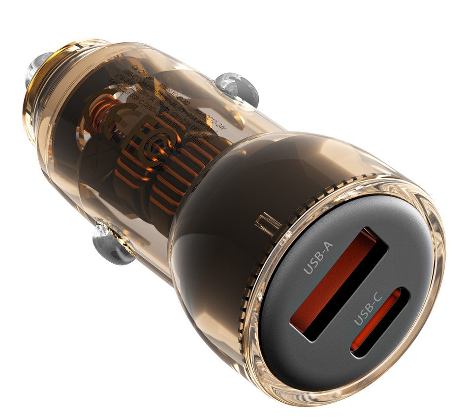 XO CC60 Smart Car Charger A30W+C30W/Simultaneous 60W Black with Transparency