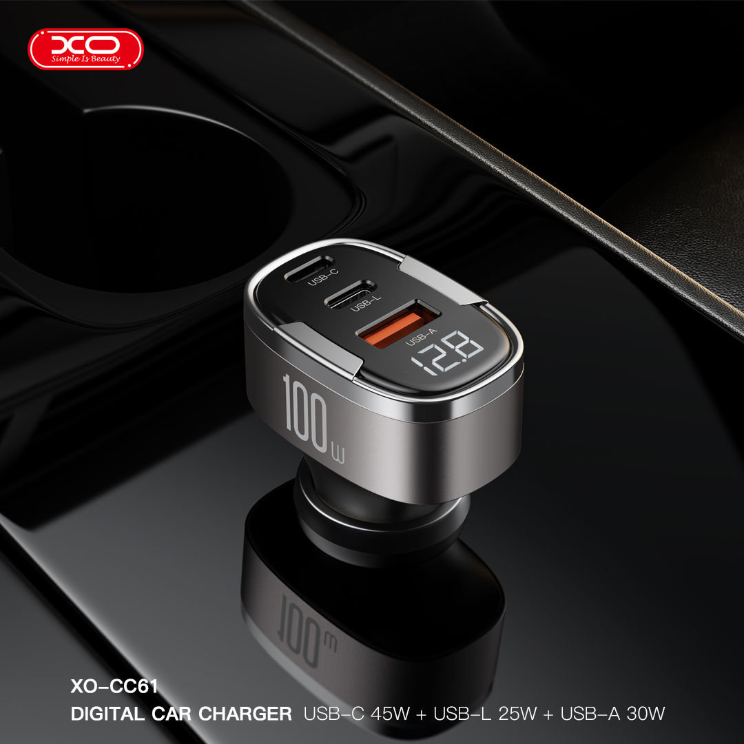 XO CC61 100W Smart Car Charger with Lightning Output