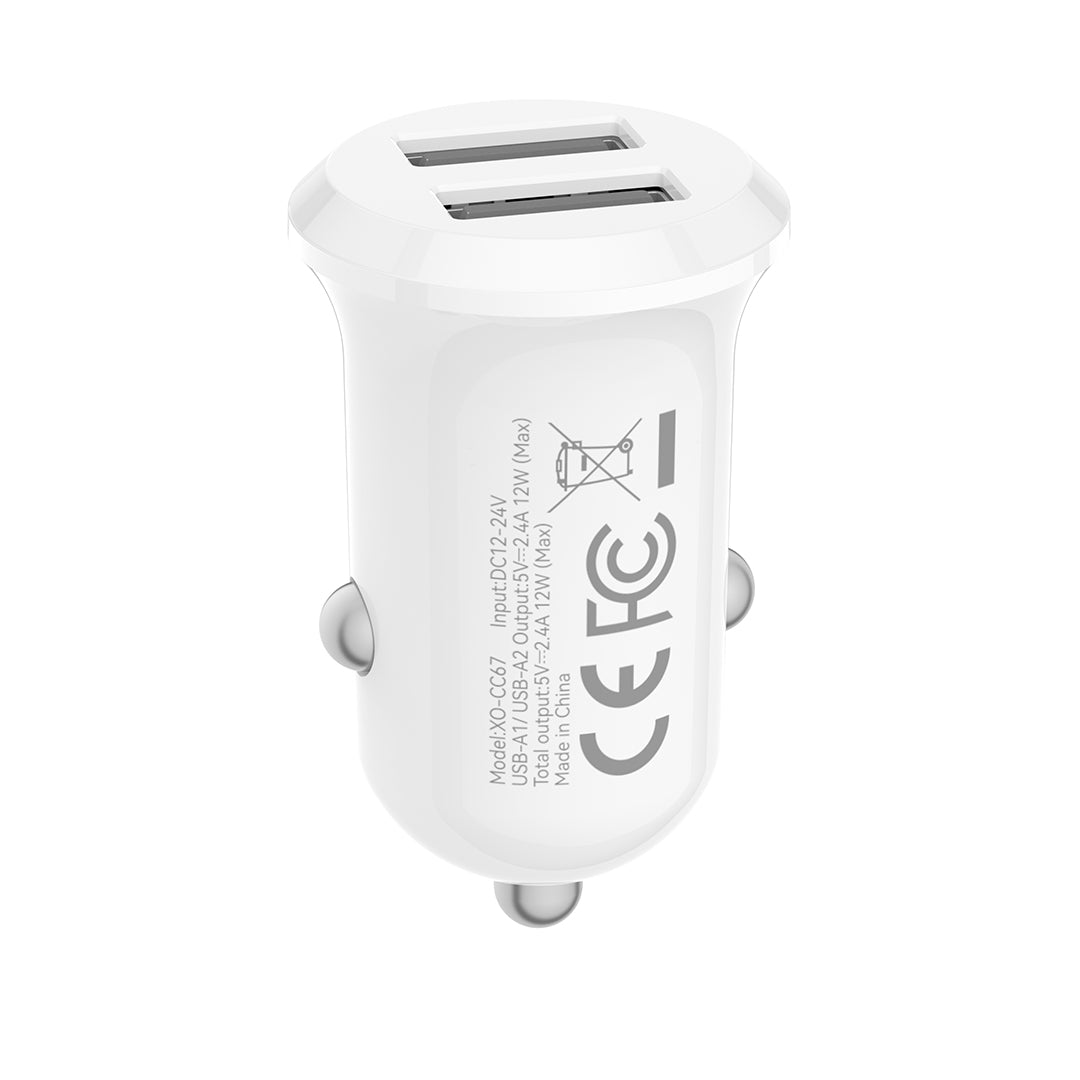 XO CC67 Mini Smart Dual USB Φορτιστής αυτοκινήτου 2.4A