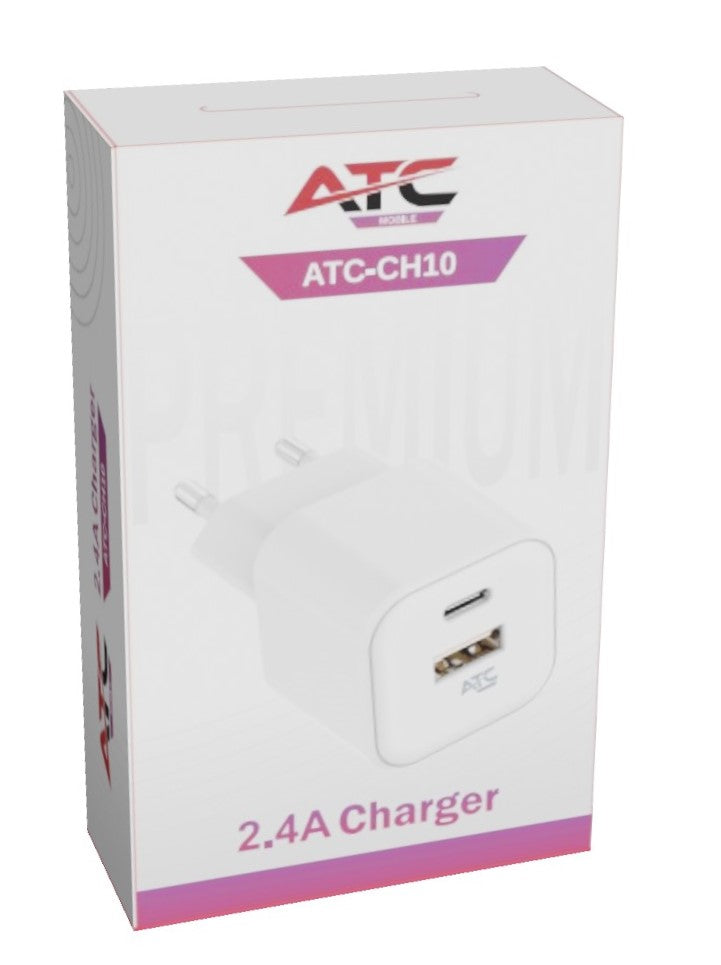 ATC-CH10 Φορτιστής PD με 2 Θύρες USB-Α & Type-C 12W