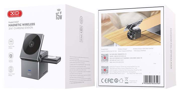 XO CX027 Ασύρματος Φορτιστής 3 σε 1 για Κινητό /Apple Watch/ TWS 15W