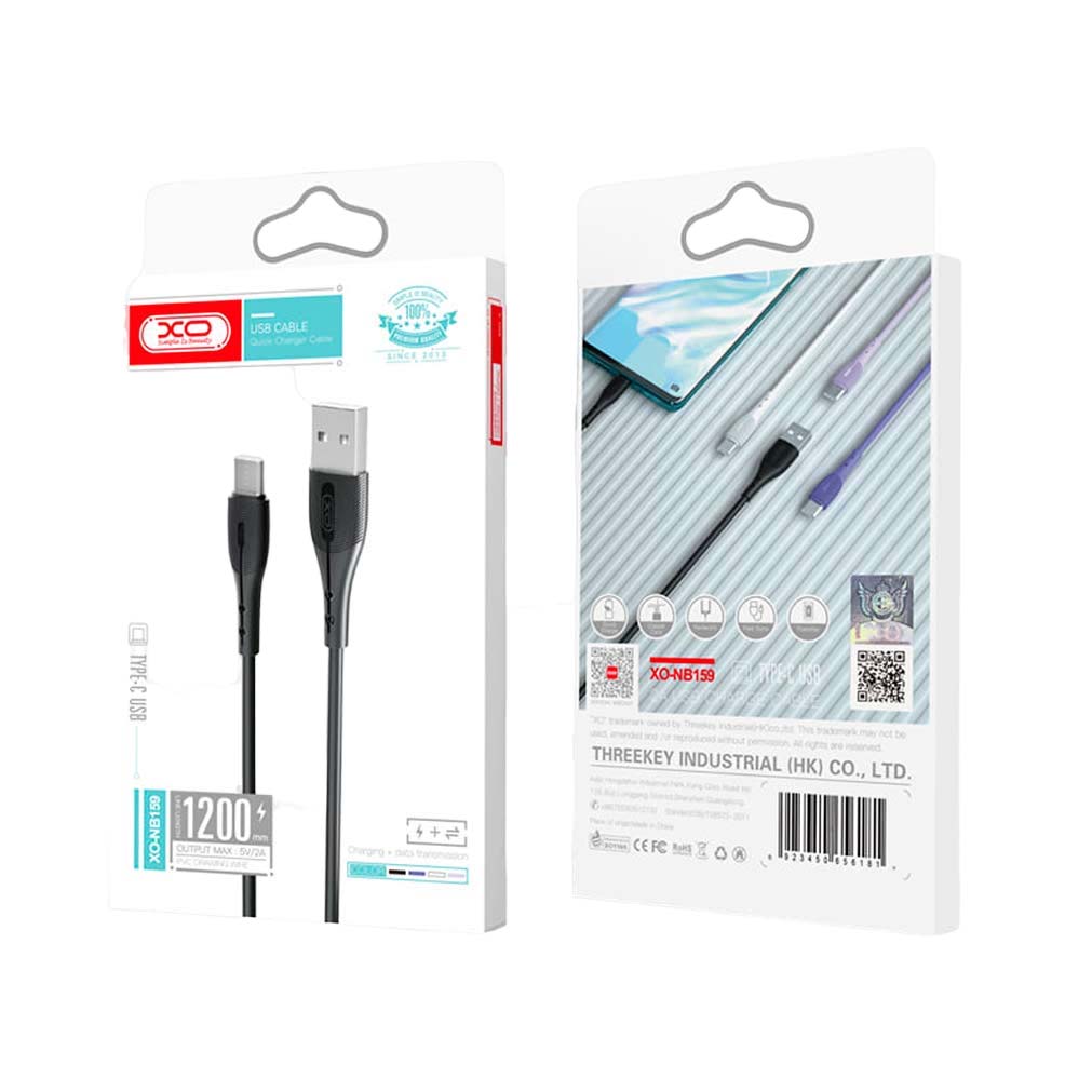 XO NB159 2.0A USB Καλώδιο για Lightning 1.2m Μωβ