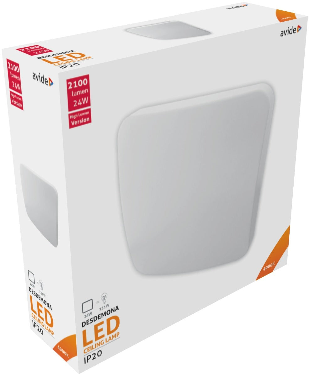 Avide LED Μοντέρνα Πλαφονιέρα Οροφής Τετράγωνη type Desdemona 24W 4000K