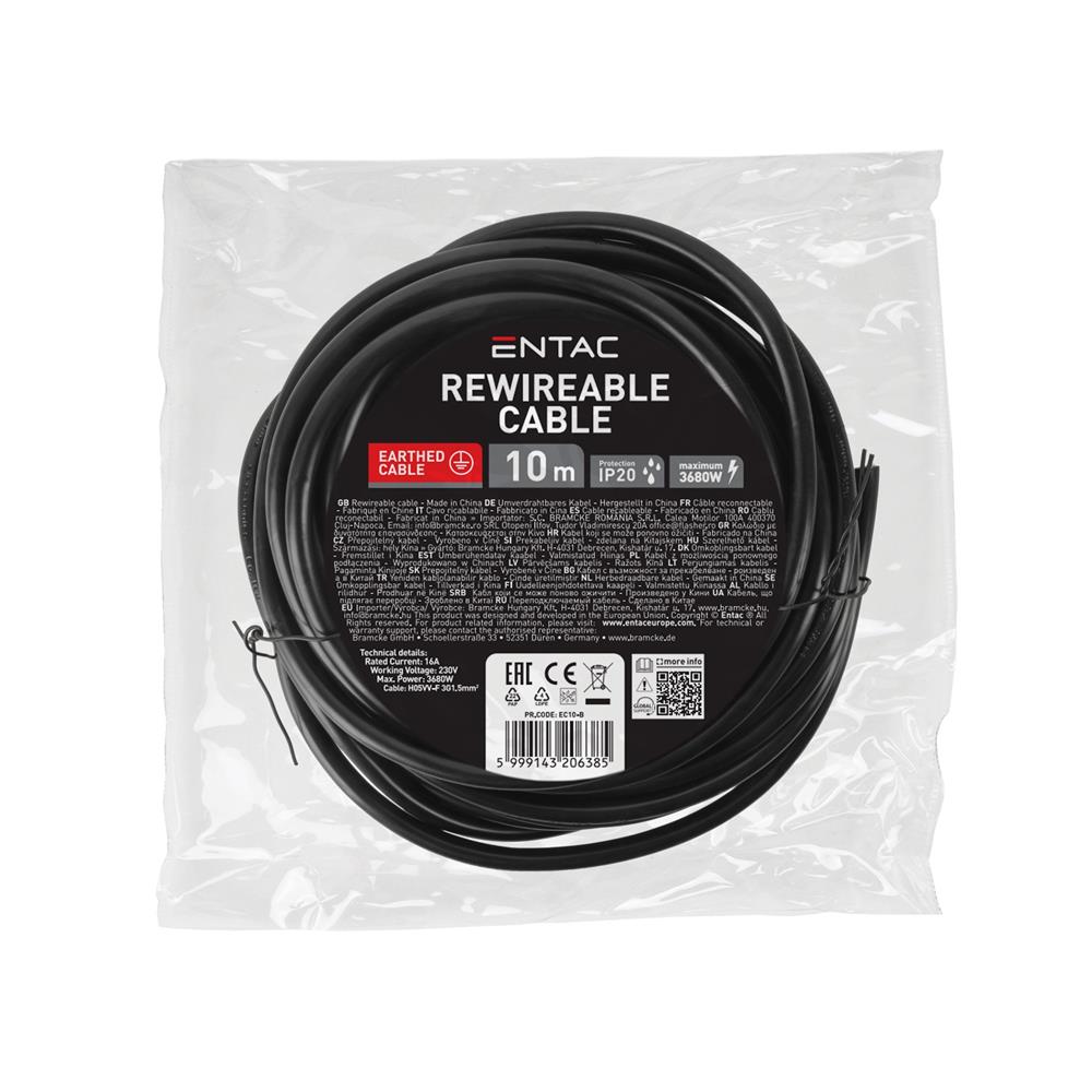 Entac Καλώδιο H05VV-F 3G1.5 10m Μαύρο