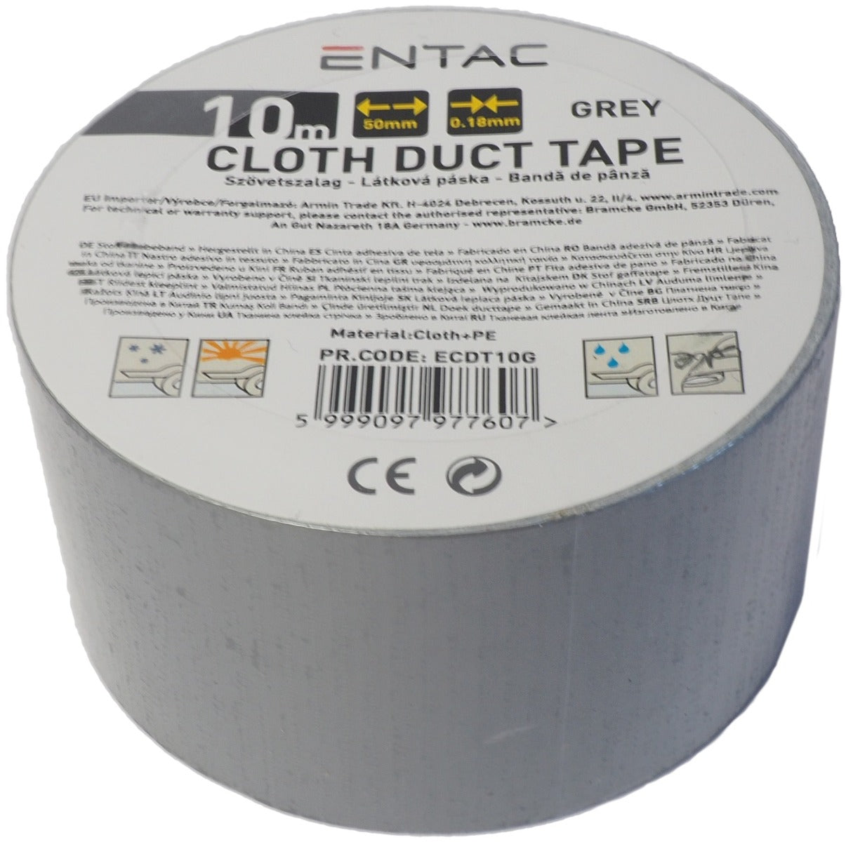 Entac Μονωτική Ταινία Cloth 0.18x50mm Γκρι 10m