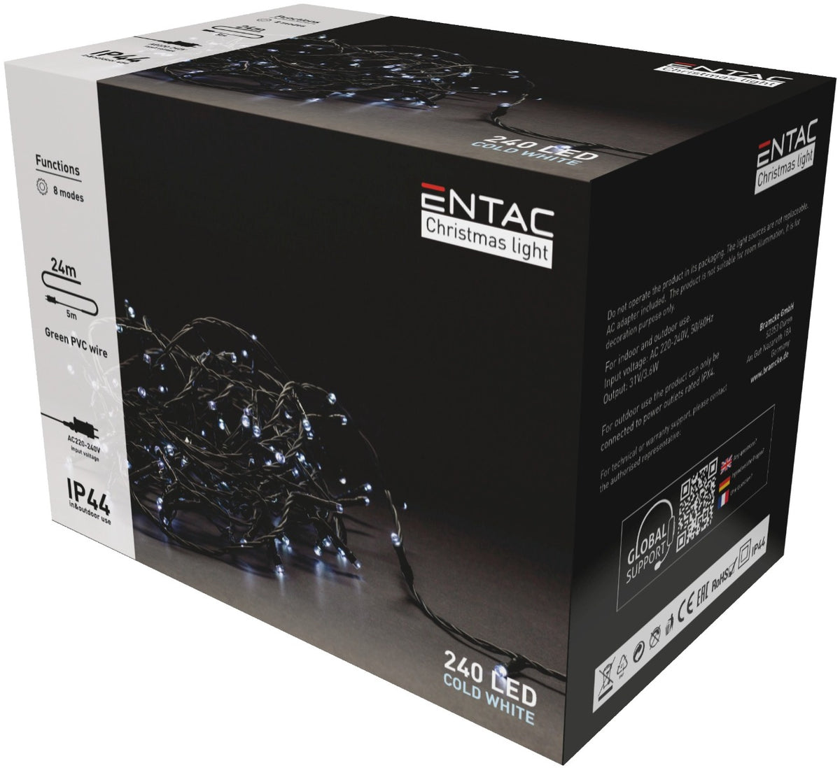 Entac Christmas Lights IP44 240 LED Cold 24m