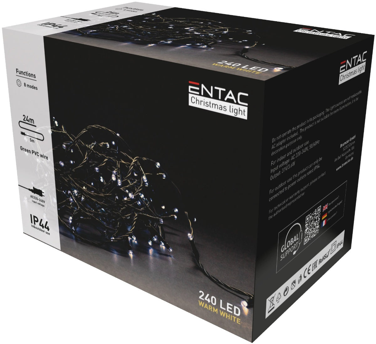 Entac Christmas Lights IP44 240 LED Warm 24m