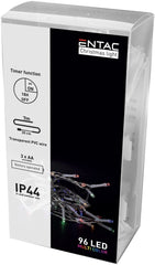 Entac Christmas Lights IP44 96 LED with Timer Multicolor 7m (3xAA Not Included)