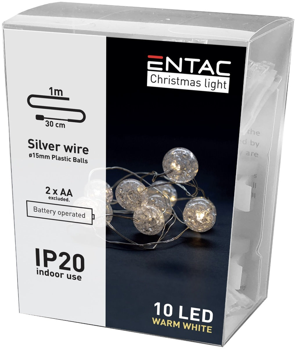 Entac Christmas Plastic Indoor Lights 10LED Warm 1m (2AA excl.)