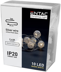 Entac Christmas Plastic Indoor Lights 10LED Warm 1m (2AA excl.)