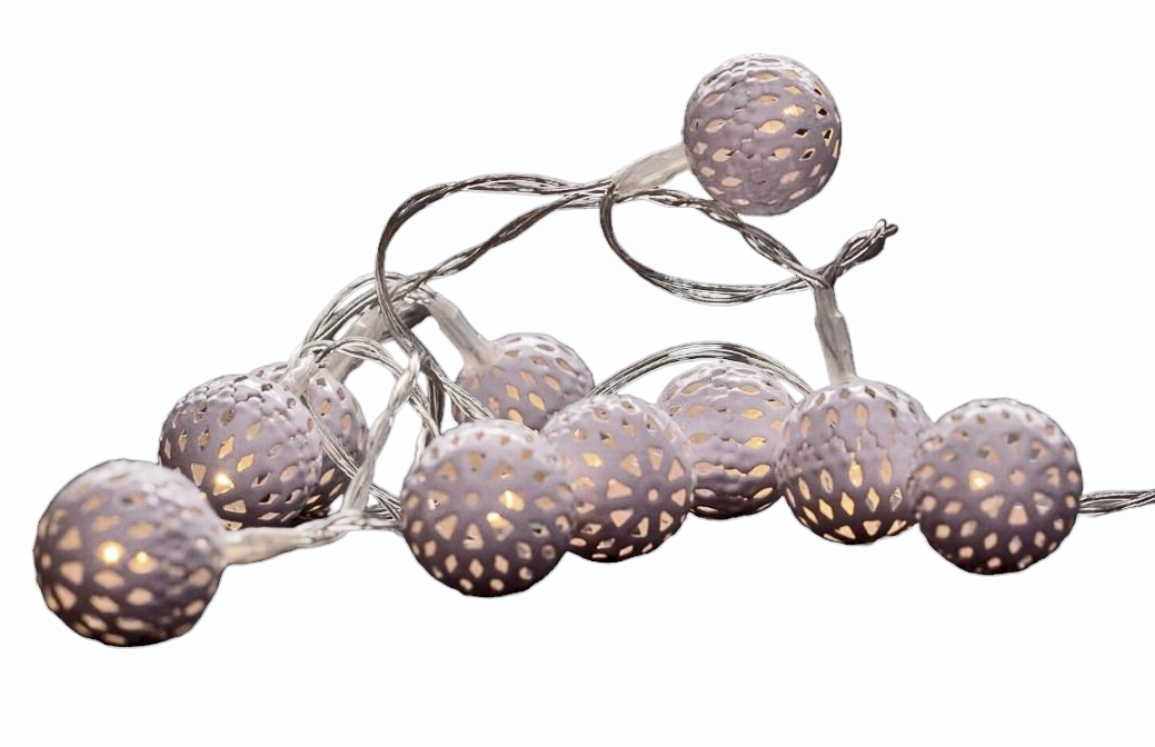 Entac Christmas Lights Indoor Metal Balls 10 LED Warm 1m (2xAA Not Included)
