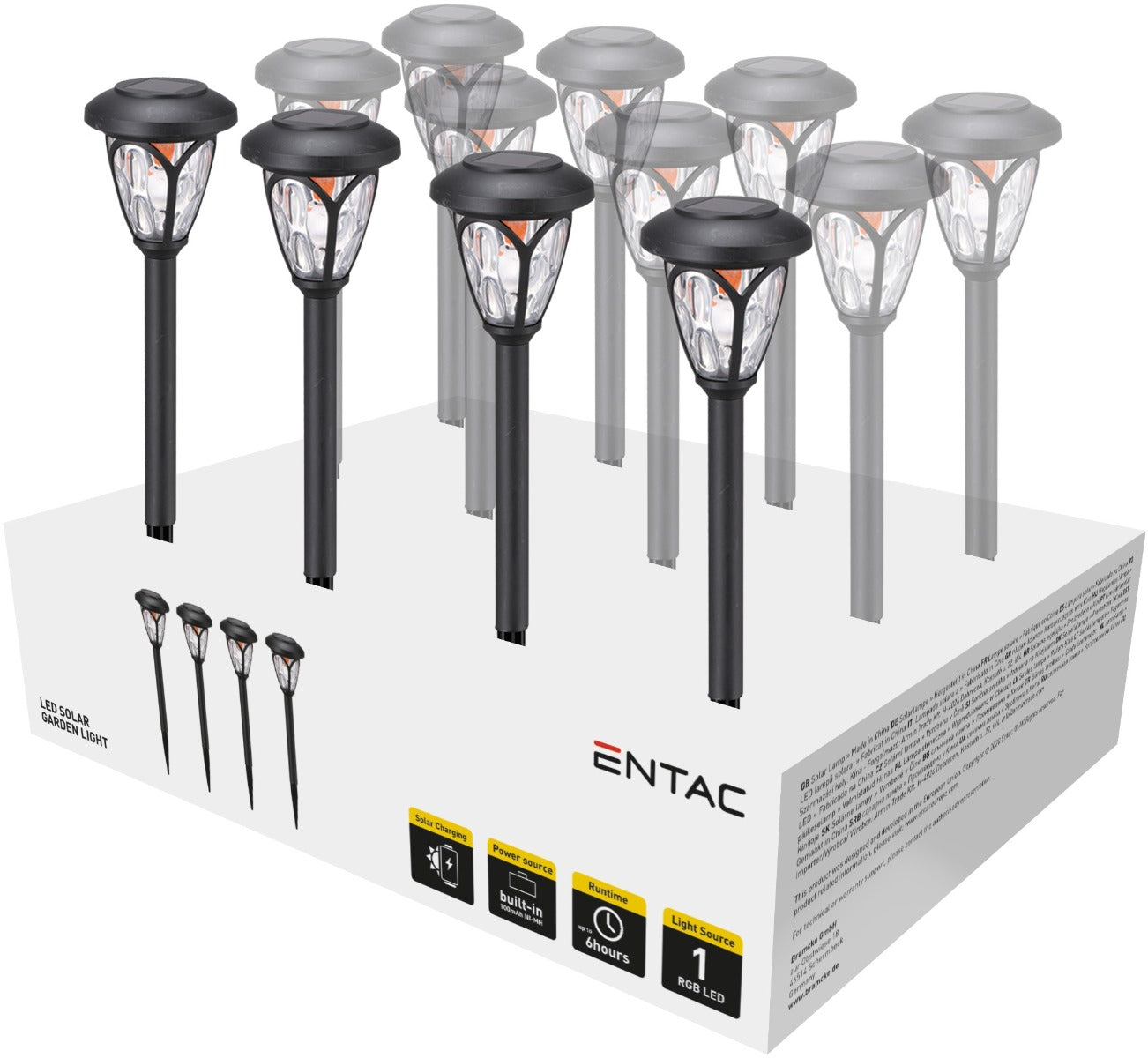 Entac Solar Garden Light 40cm Plastic 1 LED (12pcs)