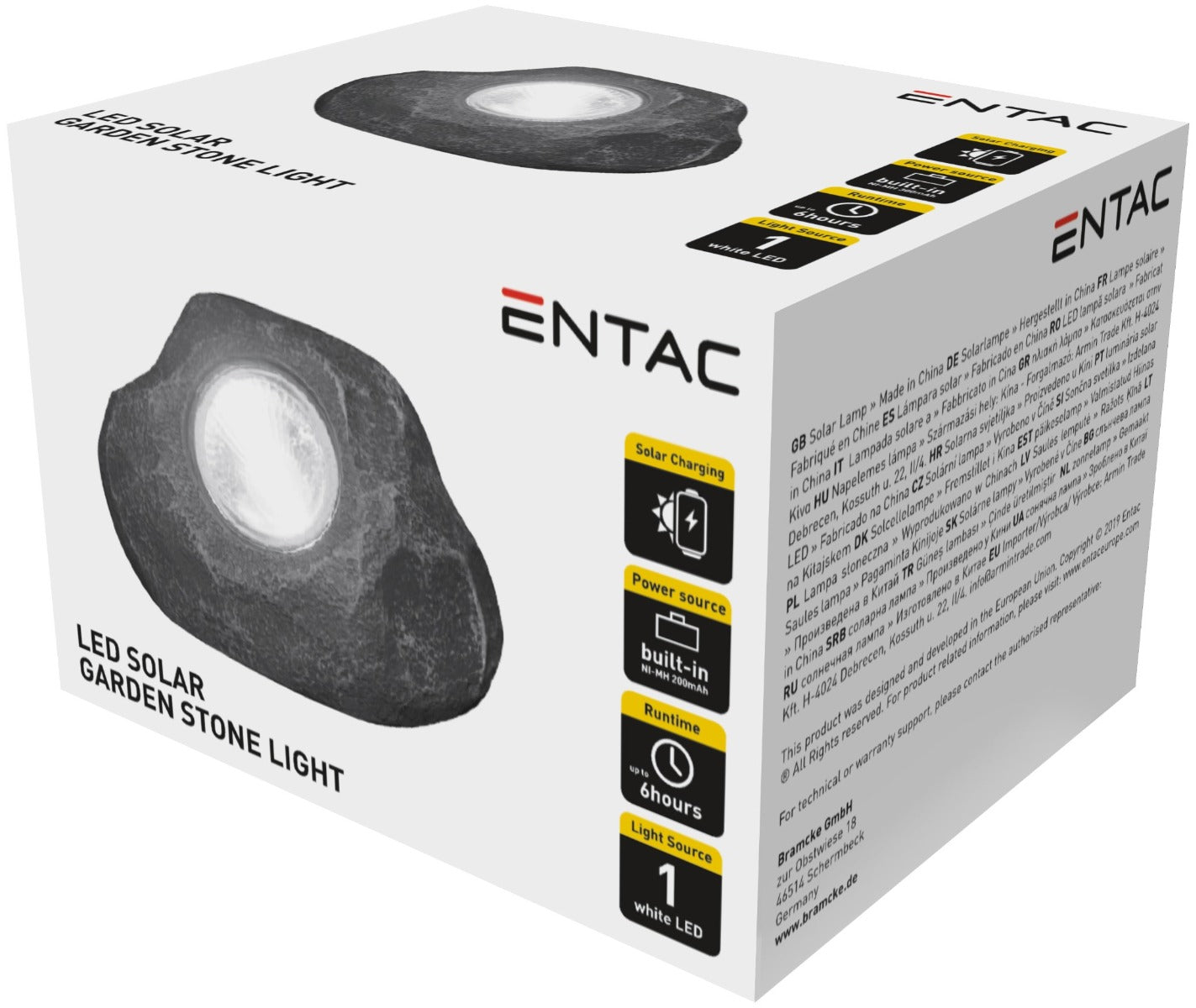 Entac Ηλιακό Φωτιστικό Κήπου Πέτρα 14cm Πλαστικό 1 LED