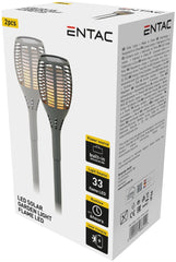Entac Ηλιακό Φωτιστικό Κήπου με Εφέ Φλόγας 56cm 33 LED (2τμχ)
