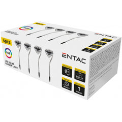 Entac Ηλιακό Φωτιστικό Κήπου 30cm RGB από Ανοξείδωτο Ατσάλι σε Σχήμα Κρύσταλλου 1 LED (4τμχ)