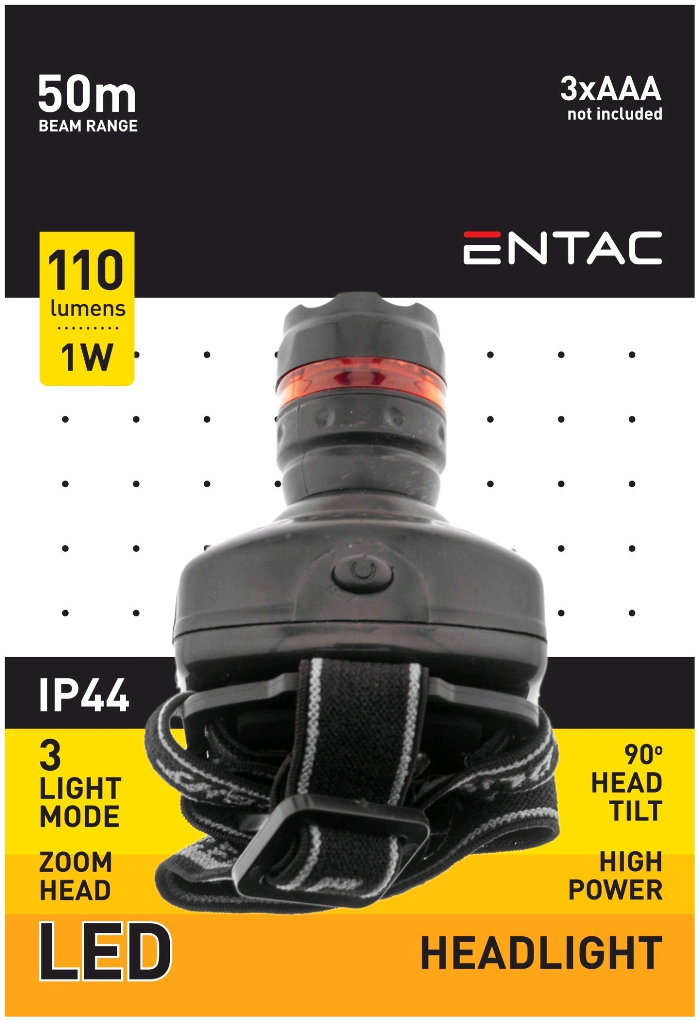 Entac Φακός Κεφαλής Zoom 1W Πλαστικός