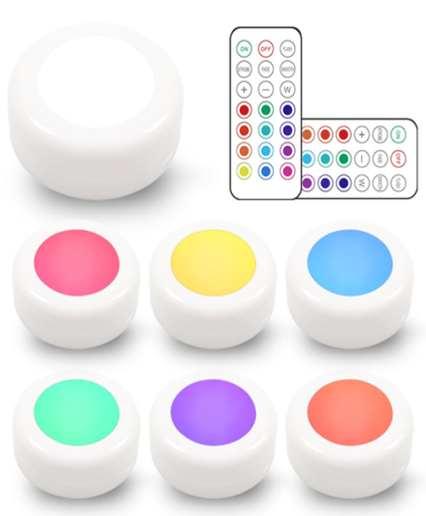 Entac Mini Portable Night Light 0.45W RGB RC Set of 6pcs