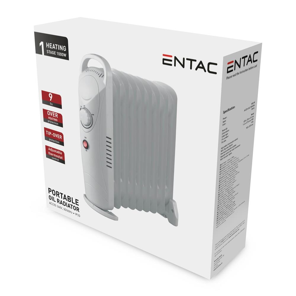 Entac Mini Καλοριφέρ Λαδιου με 9 Φέτες 1000W