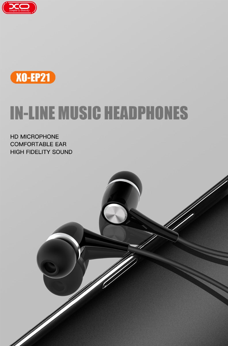 XO EP21 Ακουστικά Handsfree Μαύρα