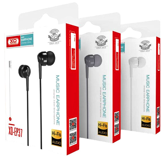 XO EP37 Ακουστικά Handsfree In-ear 1.15m Μαύρα