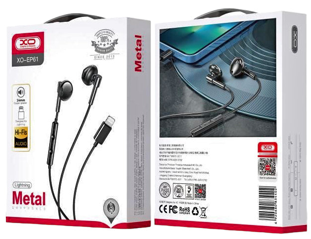 XO EP61 Ακουστικά Handsfree Lighting Μαύρα