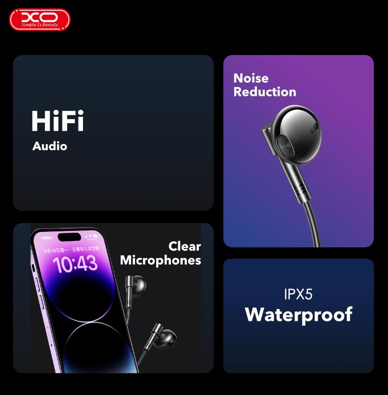 XO EP61 Ακουστικά Handsfree Lighting Μαύρα