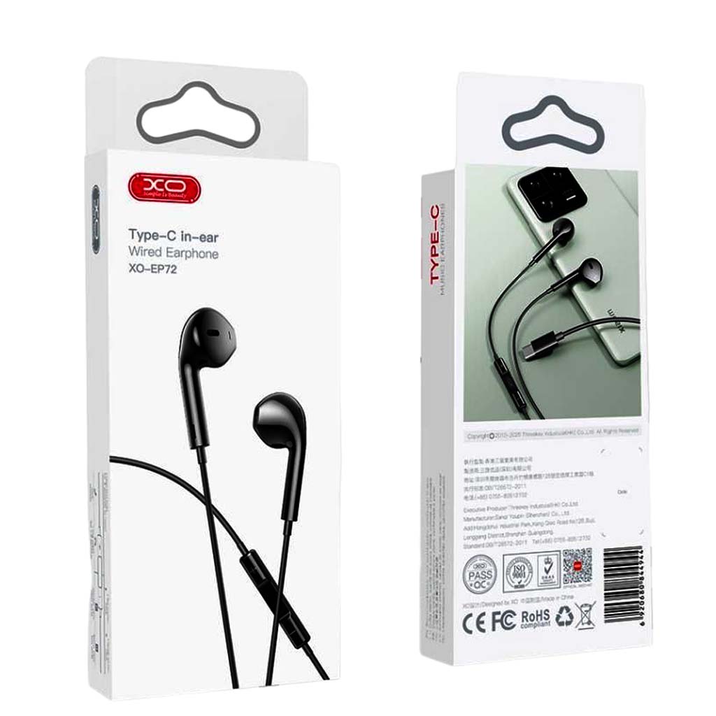 XO EP72 Original Series 2nd Generation Headphones Type-C Digital Decoding Half In ear Black