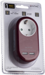 Entac Πρίζα Σούκο με 2 Θύρες USB (total 2.1A) Μπορντό