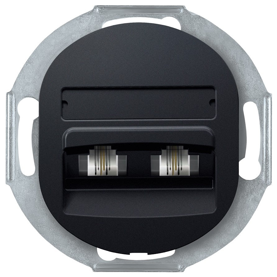 EON E613.E1 Double Telephone Socket Without Cover Frame 2xRJ12 6/4 Cat 3 soft-touch Black