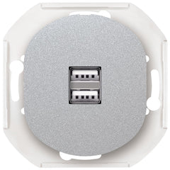 EON E6161.S 2xUSB Charging Socket 2.1A 5V Without Cover Frame Silver