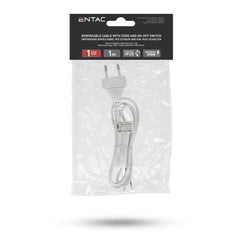 Entac Rewireable Καλώδιο 2G0.75 με Διακόπτη ON/OFF Λευκό 1m