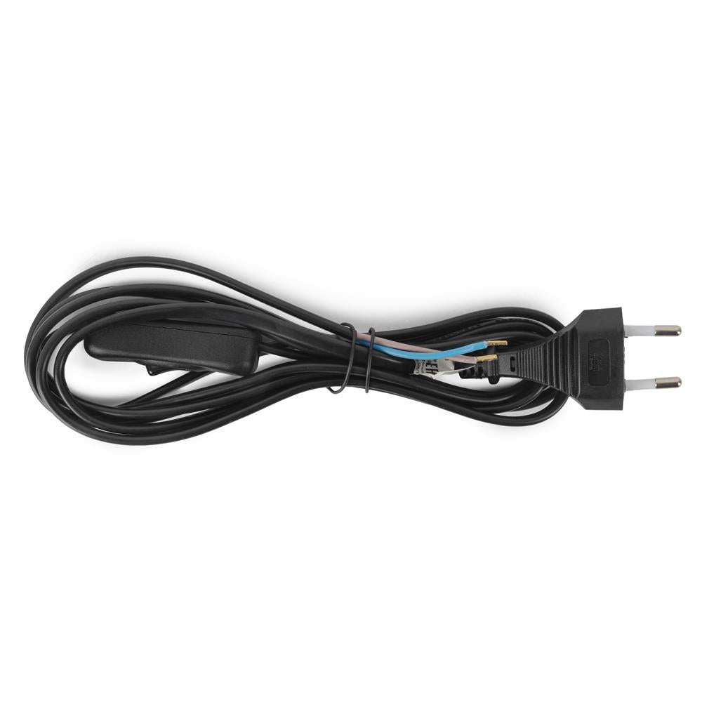 Entac Rewireable Καλώδιο 2G0.75 με Διακόπτη ON/OFF Μαύρο 2.5m