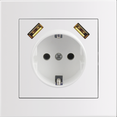 Entac Arnold Χωνευτή Πρίζα Τοίχου Γειωμένη + 2 USB 2.1A (total) Λευκή