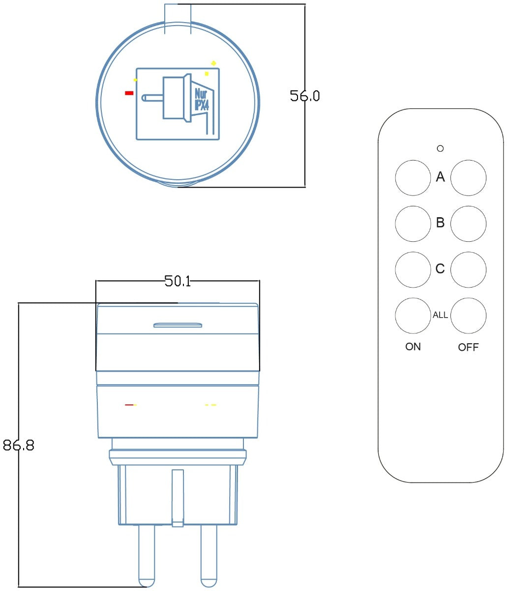 Entac Τηλεχειριστήριο IP44 και Σετ Πριζών 2xIP44 με RC