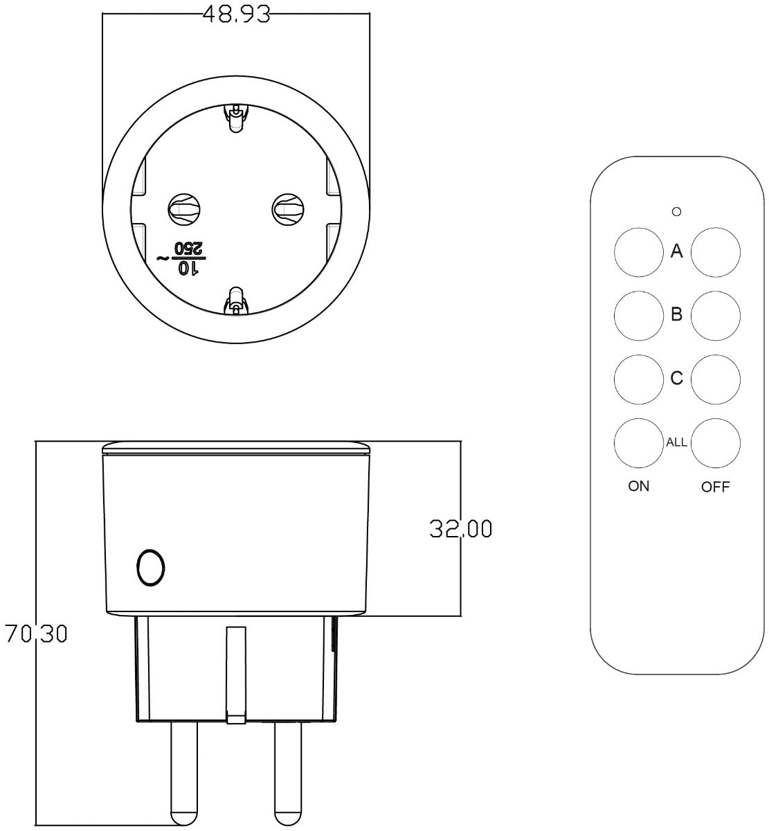 Entac Τηλεχειριζόμενο Σετ Πριζών 3xSockets με RC