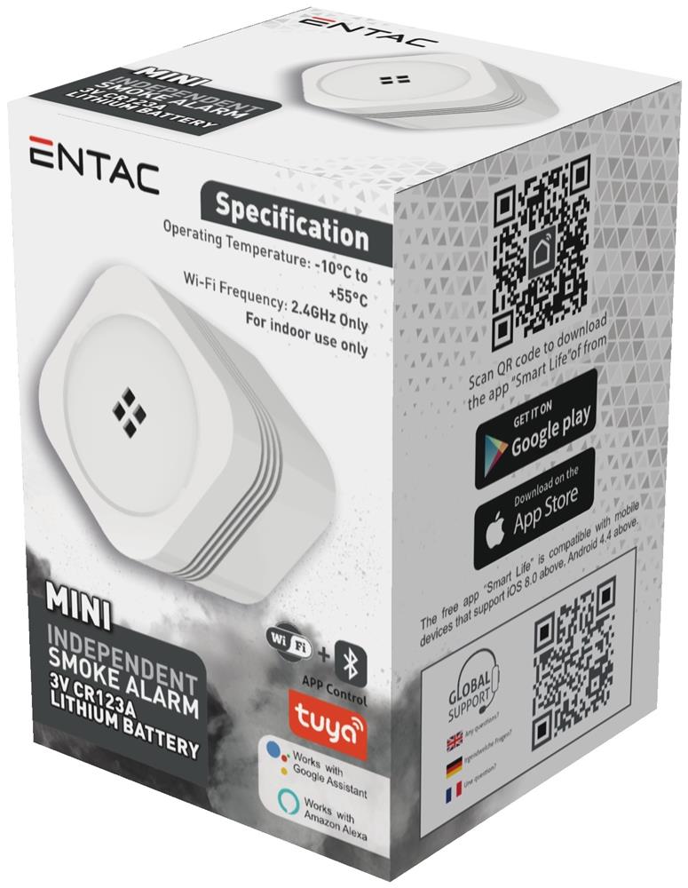 Entac Smart Mini Ανιχνευτής Καπνού με WIFI TUYA