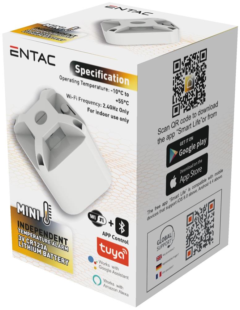 Entac Smart Mini Ανιχνευτής Φωτιάς & Θερμότητας με WIFI TUYA
