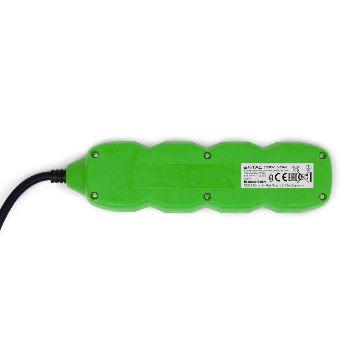 Entac Πολύπριζο 3 Θέσεων με Διακόπτη 3x1.0mm 1.5m Πράσινο