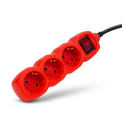 Entac Πολύπριζο 3 Θέσεων με Διακόπτη 3x1.0mm 1.5m Κόκκινο