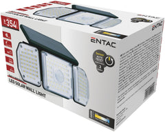 Entac Ηλιακό Φωτιστικό Τοίχου Πλαστικό 2W SMD 3 Κεφαλές με PIR