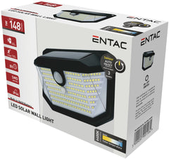 Entac Ηλιακό Φωτιστικό Τοίχου Πλαστικό 1W SMD με 3 modes PIR