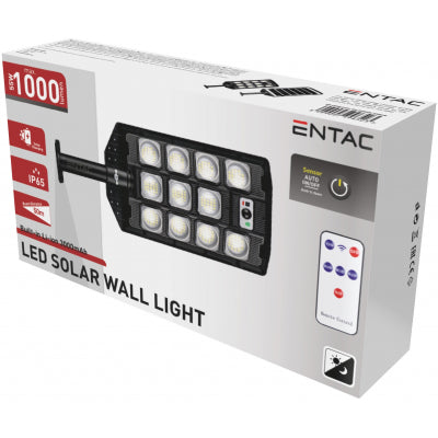 Entac LED Ηλιακό Φωτιστικό Δρόμου με Τηλεχειριστήριο 1000lm