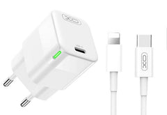 XO CE06 PD 30W GaN Fast Charging Charger with Light Indicator and Lightning Cable
