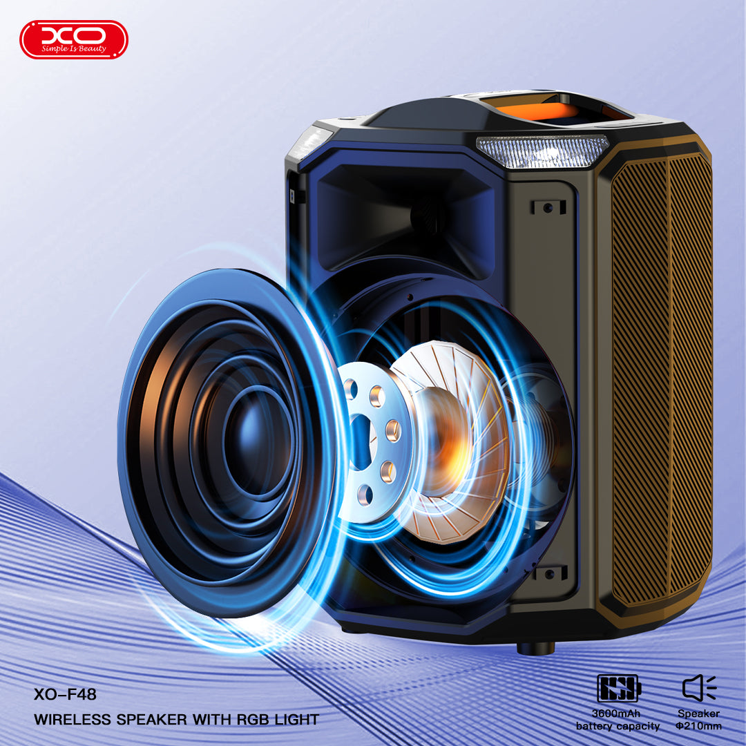 XO F48 Διπλό Ηχείο Speaker 8" RGB 40W (με τηλεχειριστήριο)
