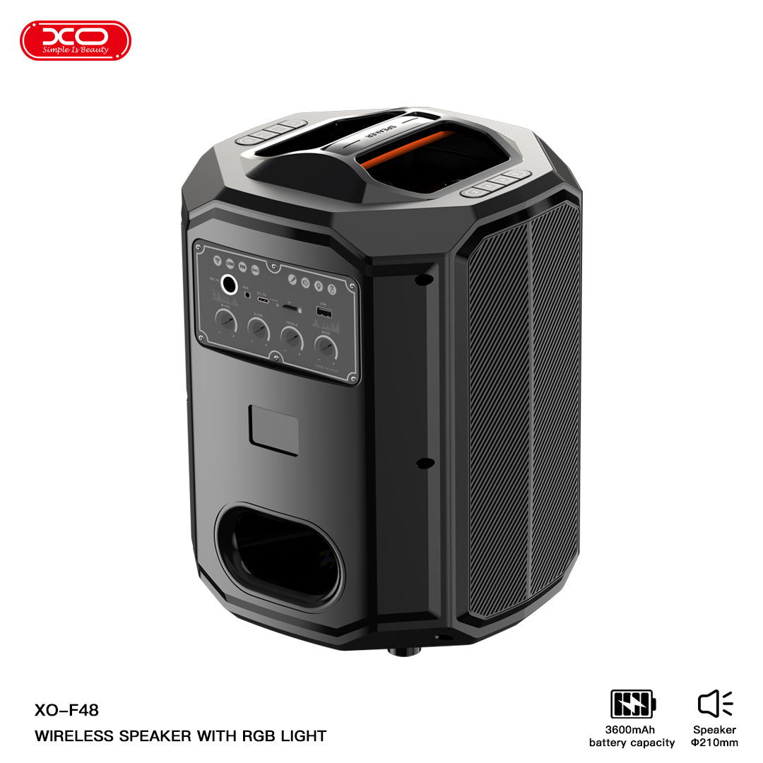 XO F48 Διπλό Ηχείο Speaker 8" RGB 40W (με τηλεχειριστήριο)