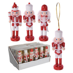 Nutcracker Christmas Set Wooden Hanging Ornaments 12 cm 3pcs Red