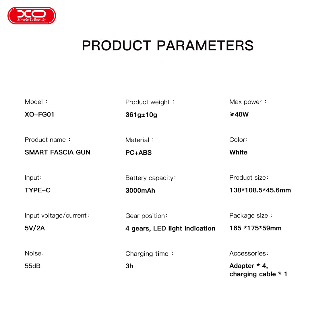XO FG01 Συσκευή Μασάζ Fascia