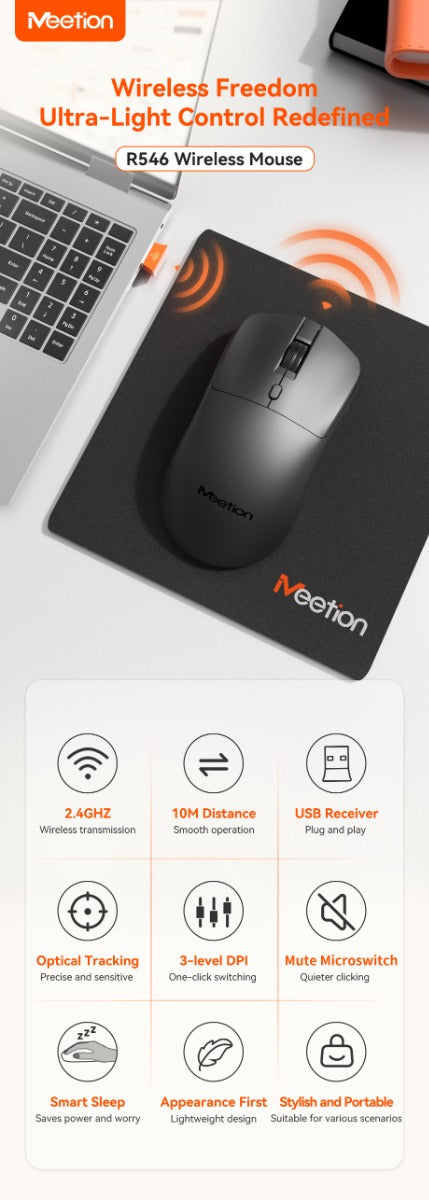 Meetion Ασύρματο Ποντίκι Office MT-R546 2.4G Μαύρο