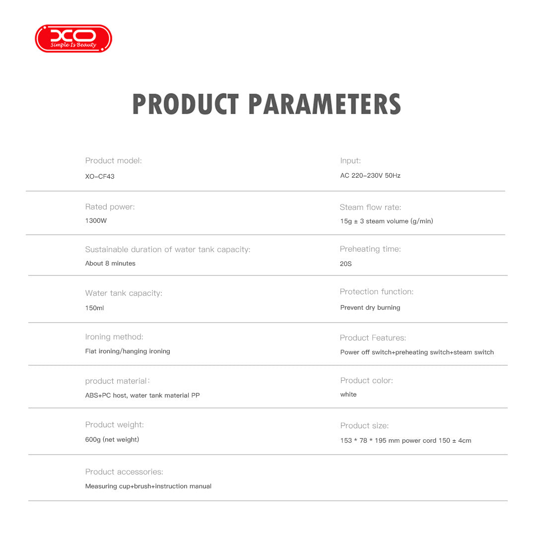 XO CF43 Φορητό Σίδερο Ατμού