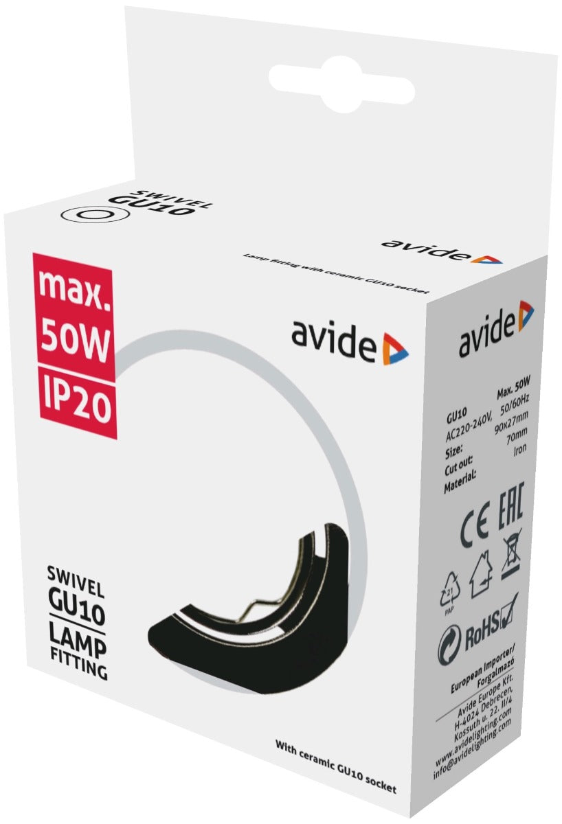 Avide GU10 Πλαίσιο Στρογγυλό Σαγρέ Ανθρακί